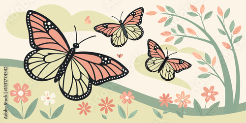 butterfly and flowers
