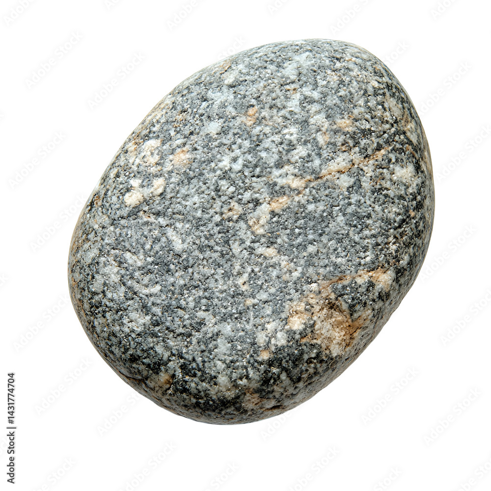 Obraz premium Smooth gray stone isolated on black background natural texture detail macro photography