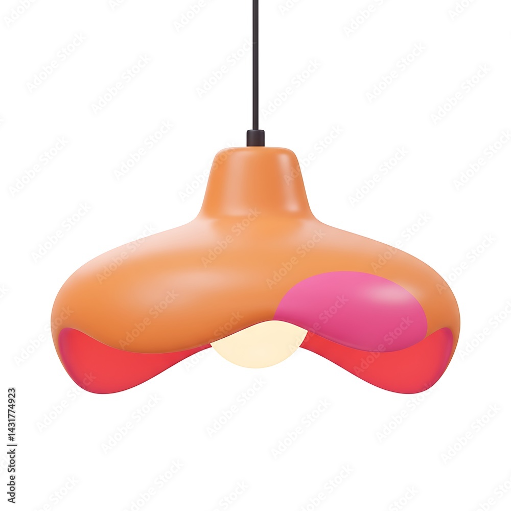 3D abstract orange and pink hanging lamp 3D abstract orange and pink hanging lamp