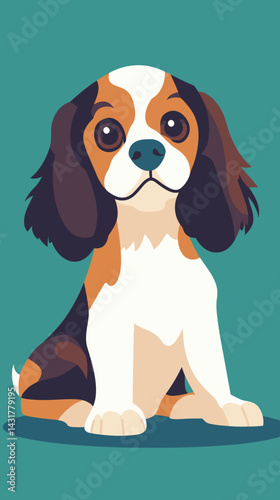 Minimalist Cavalier King Charles Spaniel Illustration in SVG Vector Style
