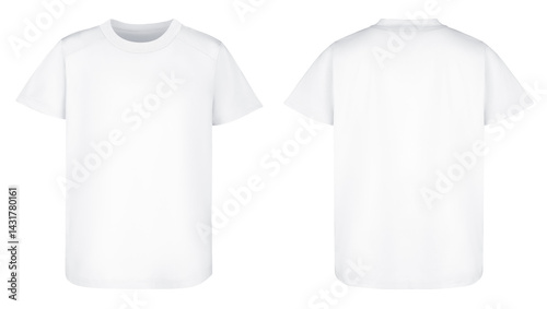 Sport white t shirt design isolated on white background. Blank Shirt template and mockup, for your logo. Two T-Shirt front and back view with short sleeve