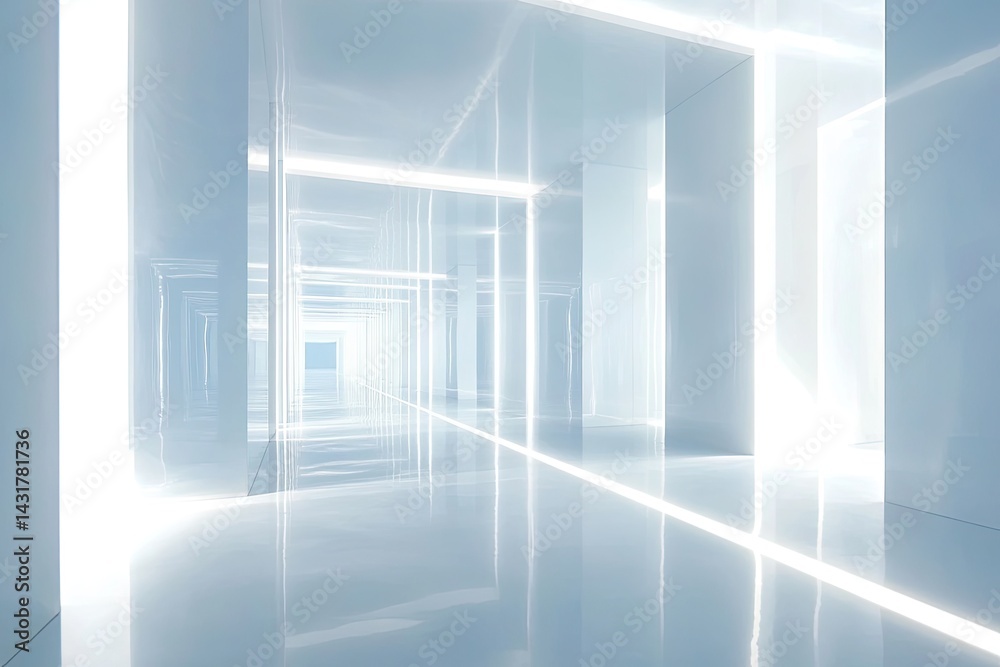 Fototapeta premium Futuristic, bright hallway