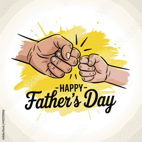 Happy fathers day illustration fists bump for dad and child celebration