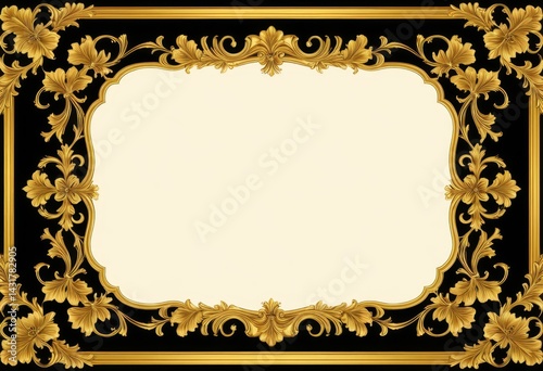 Gold-framed gold on black background