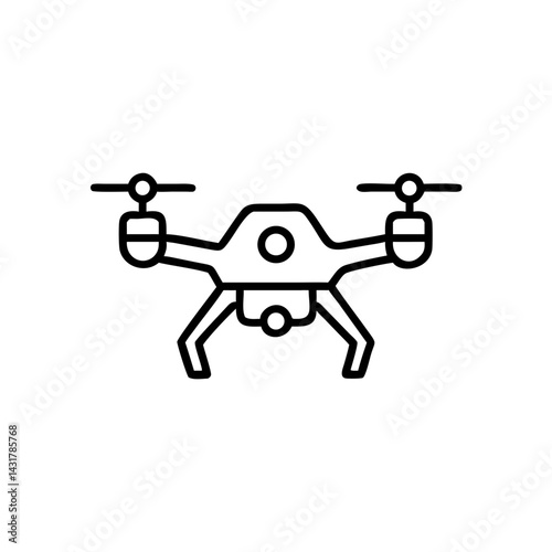 Racing drone executing complex maneuvers, outlined minimal design