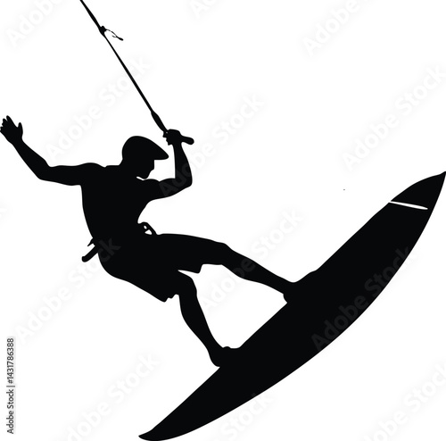 Kite Surfer Catching Air Silhouette