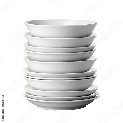 Stack of white bowls clean kitchenware tableware