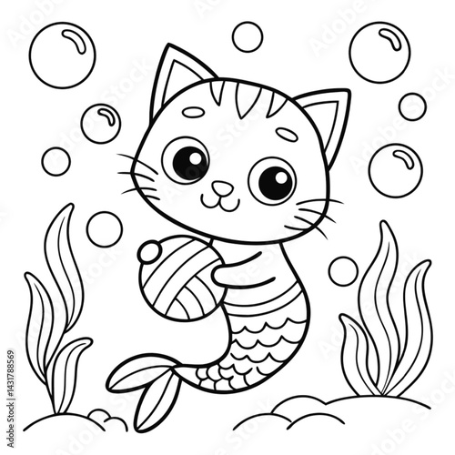 Cute Mermaid Coloring Pages For Kids