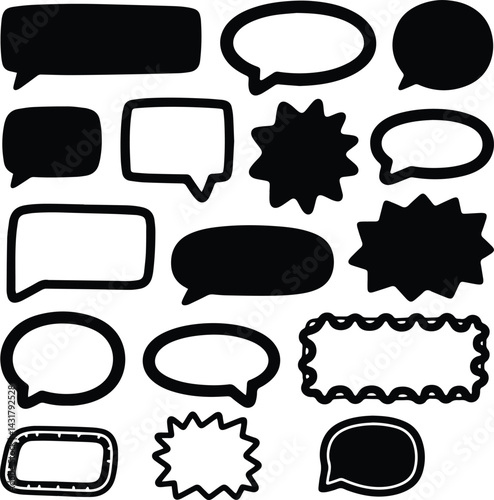 Handdrawn Speech Bubbles and Doodle Signs, Doodle set element, Hand drawn set, quotes, comic bubbles, doodle speech, 