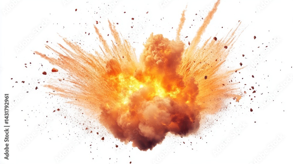 High resulation image of realistic explosion on white background. High resulation image of realistic explosion on white background.