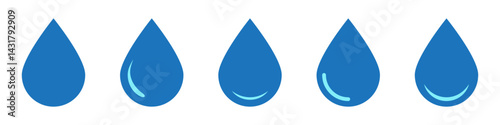 Water drop icon. Blue drop icons set.