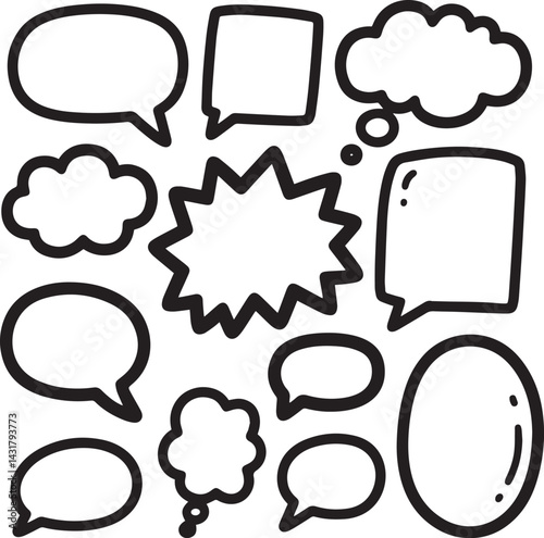 Handdrawn Speech Bubbles and Doodle Signs, Doodle set element, Hand drawn set, quotes, comic bubbles, doodle speech, 