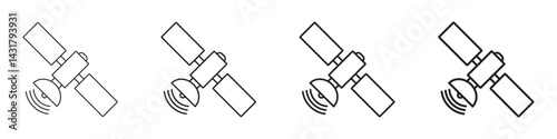 Satellite line icon, space satellite symbol.