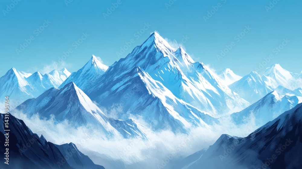 Obraz premium Snowy mountain range landscape (1)