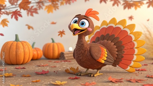 3D Cartoon Turkey Thanksgiv...