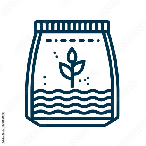 Fertilizer package with a picture of a plant, agricultural theme, eco-friendly gardening icon on a transparent background