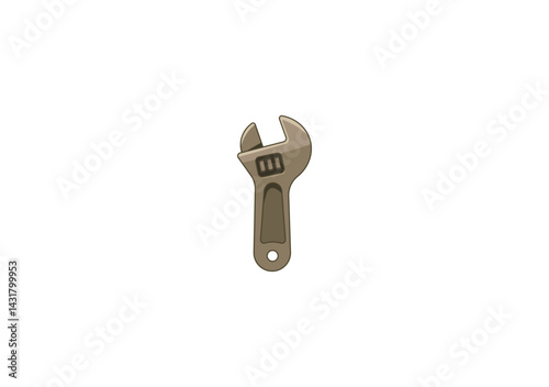 Vector illustration of cartoon adjustable wrench on white background