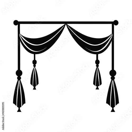 A luxurious curtain silhouette vector art illustration