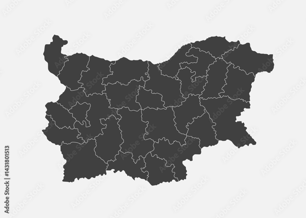 Fototapeta premium Vector map country Bulgaria divided on regions