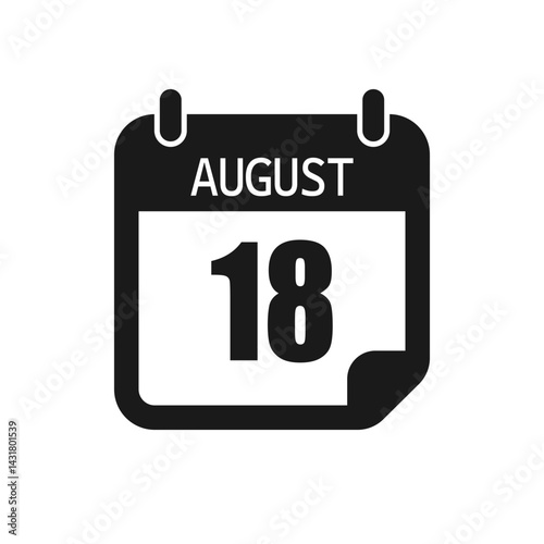 Vector icon page day calendar - 18 August month