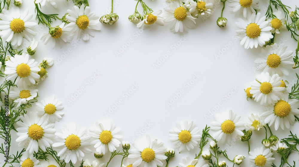 Obraz premium Elegant wedding invitation card background . Minimal hand painted watercolor Chamomile flowers texture template background. Design for wedding, vip cover, poster, rsvp moderncard.Valentine's Day