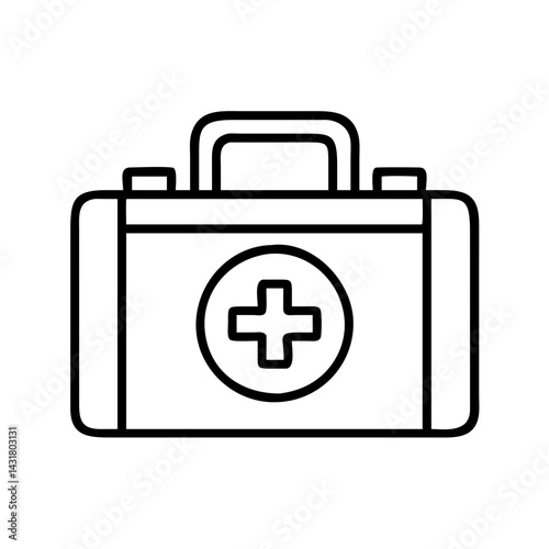 Outline first aid kit vector icon for medical emergency and healthcare equipment concept design