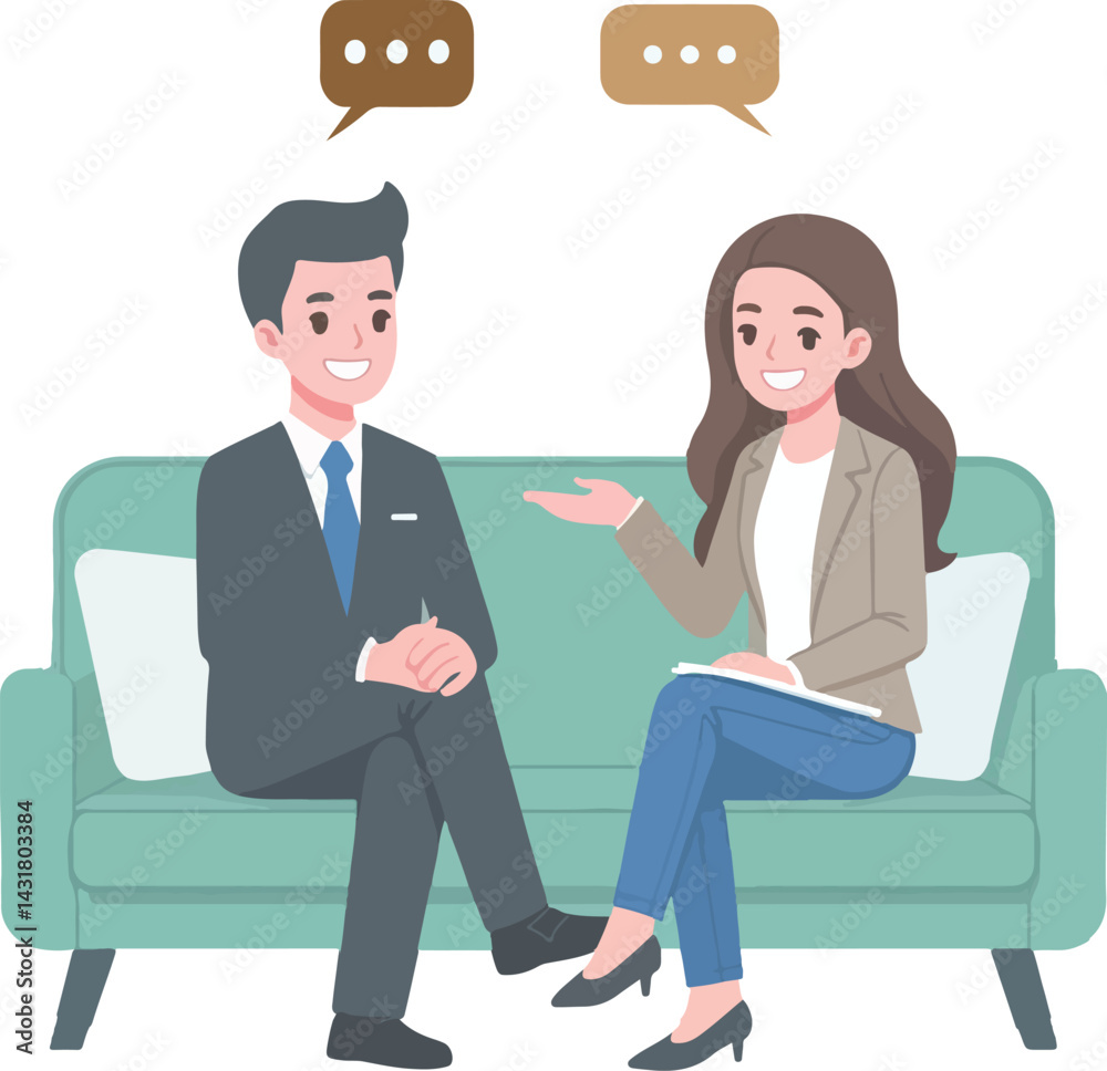Fototapeta premium vector business partners sitting talking