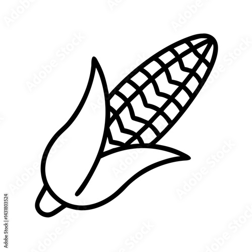 Vector illustration of fresh corn on the cob outline drawing sweetcorn maize harvest food 90