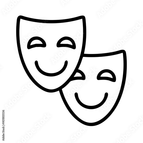 Theatre drama masks vector icon illustration for acting performance and stage play design concept