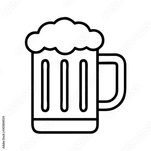 Outline beer mug vector illustration for pub brewery bar menu design and oktoberfest celebration