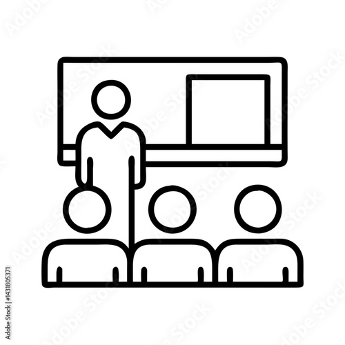 Presentation training icon vector, business meeting, classroom learning, workshop, seminar, lecture, education