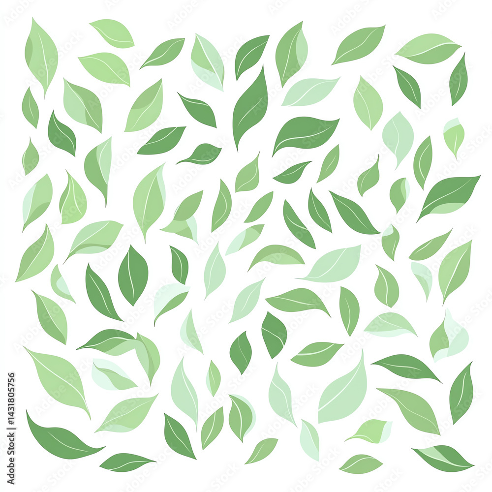 A vibrant collection of green leaves in various shapes and sizes, perfect for nature-themed designs and organic applications. A vibrant collection of green leaves in various shapes and sizes, perfect for nature-themed designs and organic applications.