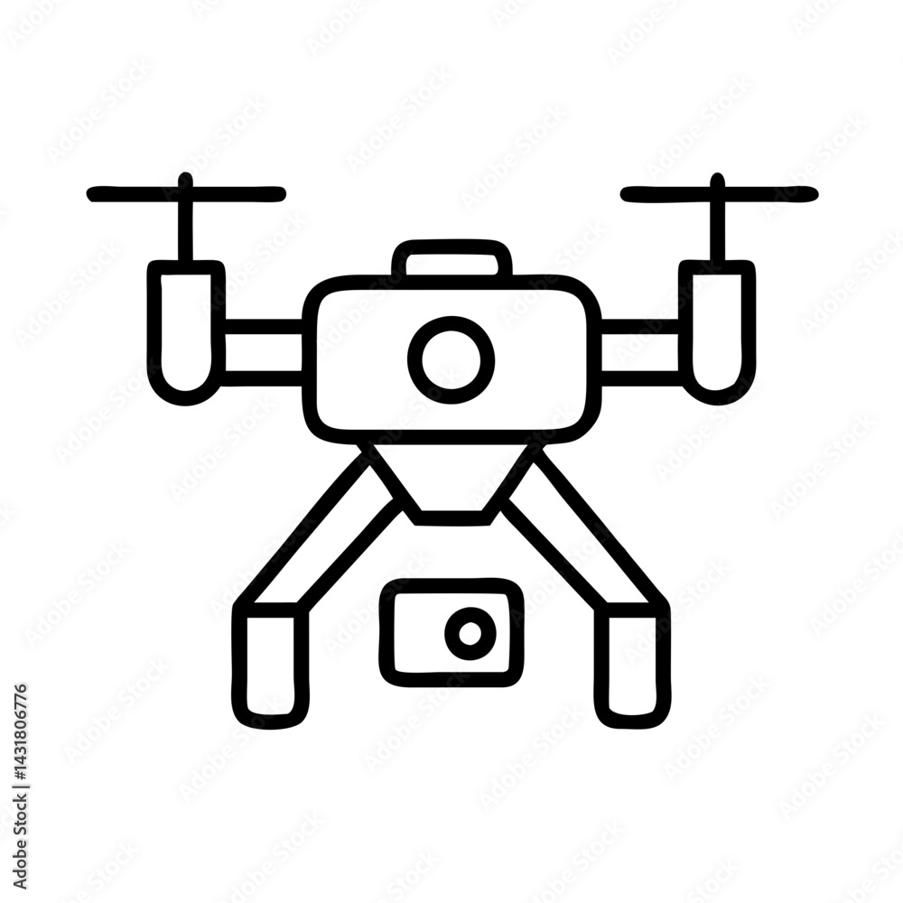 Aerial photography drone icon vector illustration for surveillance and delivery services Aerial photography drone icon vector illustration for surveillance and delivery services