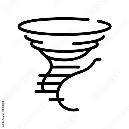 Tornado illustration vector, twister weather icon, storm graphic, cyclone symbol, funnel cloud danger