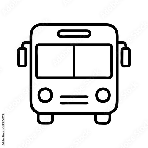 Bus transportation public transit vehicle outline icon for travel and city transport service use