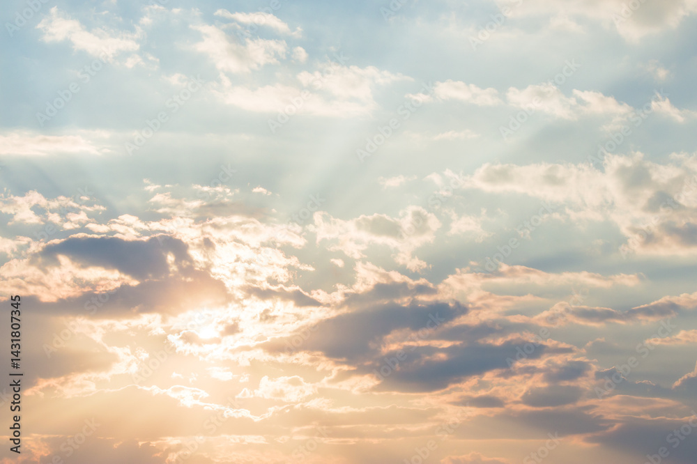 clouds on the sky at sunset. dramatic background in evening light