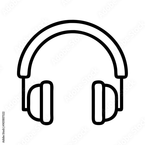 Headphones vector icon illustration, audio headset for music listening and sound design element, line art