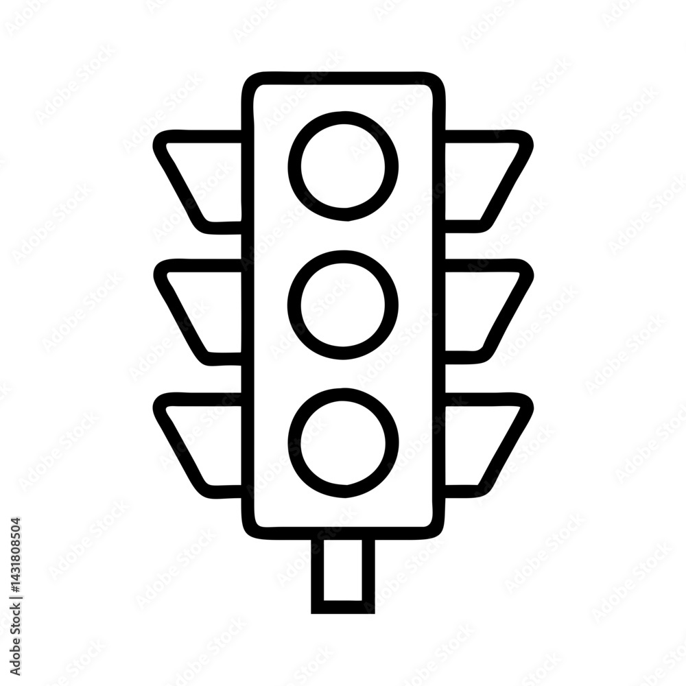 Traffic light vector icon illustration, road signal symbol, stoplight graphic design, outline style Traffic light vector icon illustration, road signal symbol, stoplight graphic design, outline style
