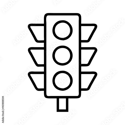 Traffic light vector icon illustration, road signal symbol, stoplight graphic design, outline style