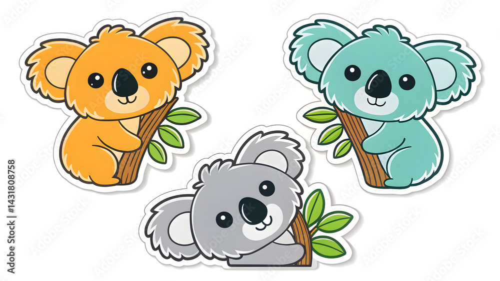 Naklejka premium Set die cut sticker designs koala