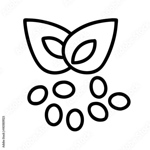 Isolated vector illustration of seeds and leaves for agricultural or botanical design needs