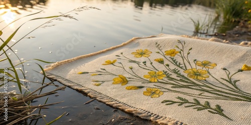 Hand-Embroidered Floral Rug...