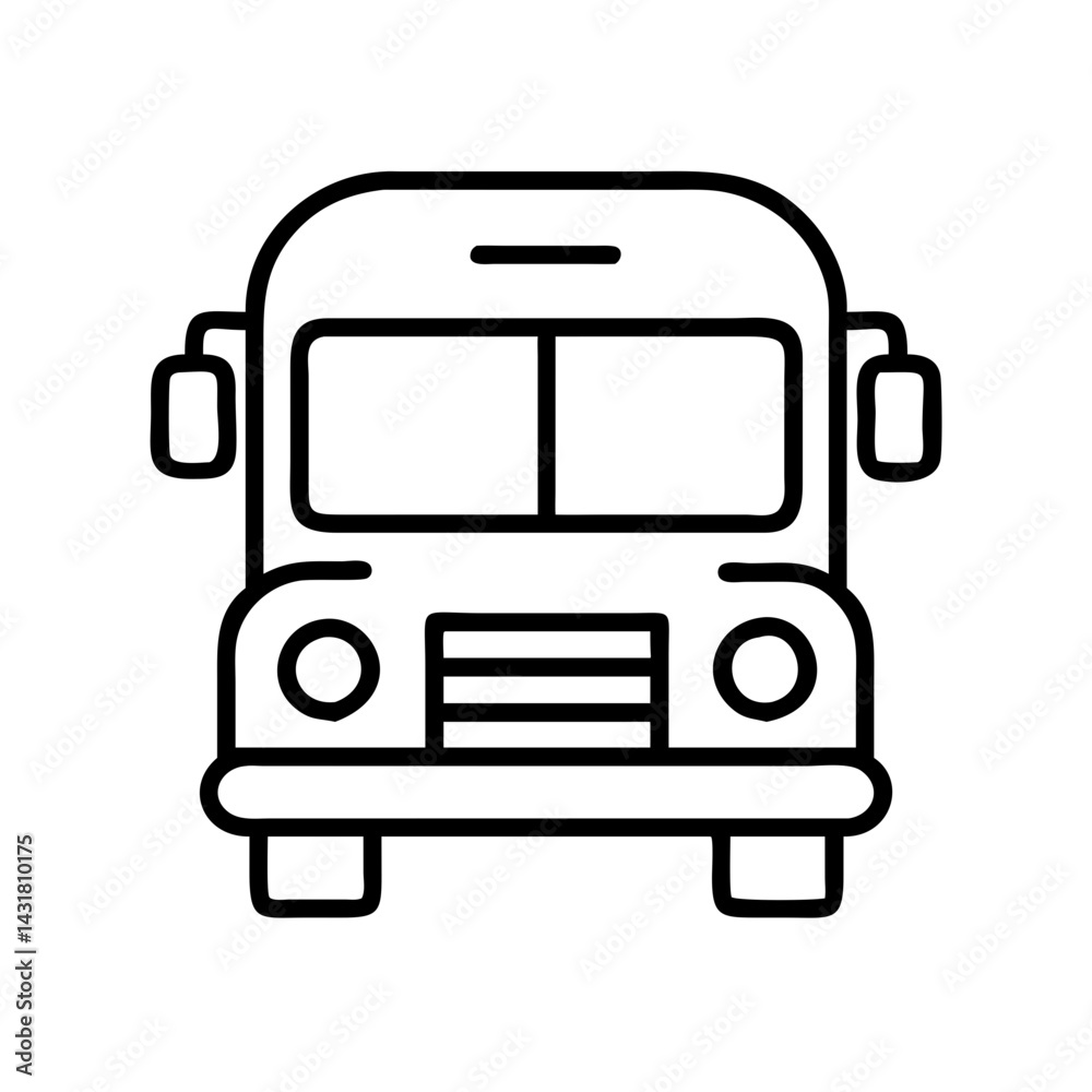 School bus vector icon illustration, transportation vehicle outline drawing, back to school bus School bus vector icon illustration, transportation vehicle outline drawing, back to school bus