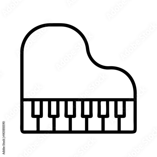 Grand piano vector icon illustration, musical instrument keyboard outline drawing for music lovers