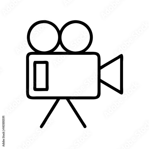 Vintage movie camera icon vector illustration for film production and cinematography concept
