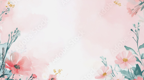 Elegant wedding invitation card background . Minimal hand painted watercolor Chamomile flowers texture template background. Design for wedding, vip cover, poster, rsvp moderncard.Valentine's Day