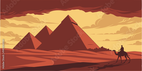 Pyramids of Giza Silhouette – Iconic Egyptian Landmark Illustration

