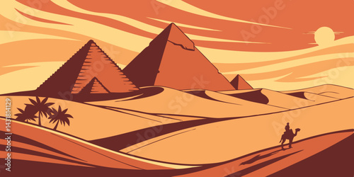 Pyramids of Giza Silhouette – Iconic Egyptian Landmark Illustration

