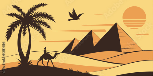 Pyramids of Giza Silhouette – Iconic Egyptian Landmark Illustration

