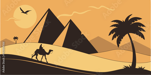 Pyramids of Giza Silhouette – Iconic Egyptian Landmark Illustration

